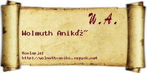 Wolmuth Anikó névjegykártya